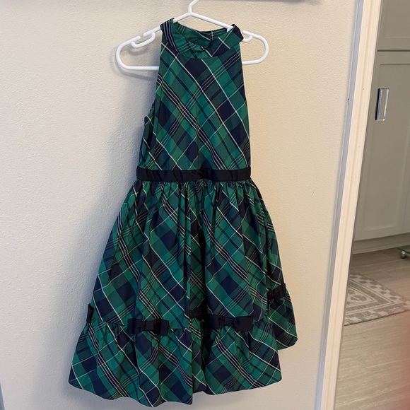 formal bright green dress Plus Size Navy & Green Check Cotton Flannel Shirt Dress main image 0